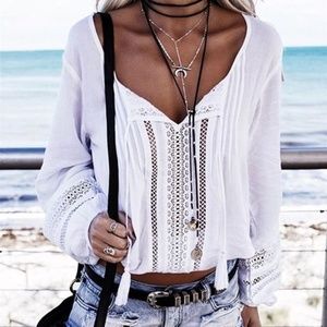 Boho Surfer Chic Long Rope Coin Pendant Choker NWT